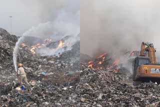A fire in a dumping yard