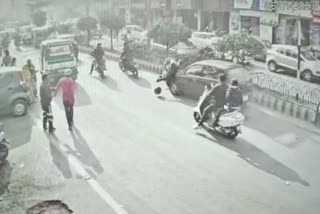 gwalior car dragged bike riders for many meters