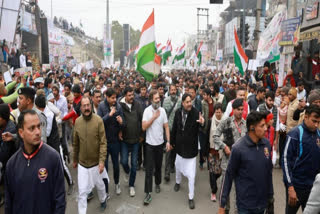 Rahul Gandhi led Bharat Jodo Yatra resumed Sunday morning from Karnal towards Kurukshetra in Haryana despite severe cold and fog, scores of people joined the Yatra.