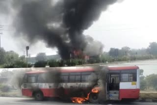 A Karnataka government bus collided with People traveling on a two-wheeler