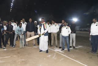 Dhoti clad Kawasi Lakhma swings bat in Dhamtari