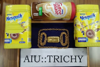 Custom officials have seized 211 g of 24 carat purity gold mixed with chocolate power at Tiruchirappalli Airport on Sunday.