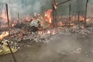 fire in slum in rewari