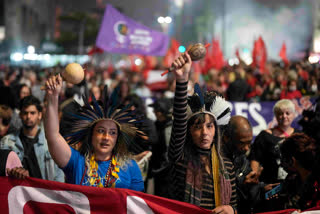 Earlier, protesters and supporters of Brazil's former President Jair Bolsonaro, storm the Planalto Palace in Brasilia, Brazil, Sunday, Jan. 8, 2023. Planalto is the official workplace of the president of Brazil.