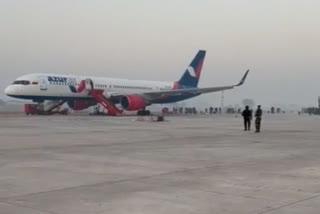 Goa-bound flight from Moscow which made an emergency landing in Jamnagar airport following a bomb threat, took off for Goa around 1 p.m on Tuesday