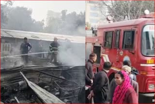 fire broke out in slums in gurugram