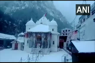 First snowfall of the year in Gangotri Dham
