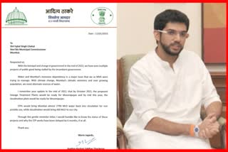 Aditya Thackeray's letter to the Commissioner