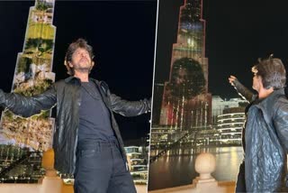 SRK Pathaan on Burj Khalifa ETV Bharat