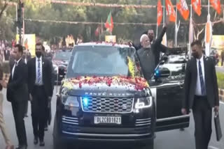 PRIME MINISTER NARENDRA MODI ROADSHOW IN DELHI NATIONAL EXECUTIVE MEETING BJP