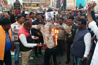 Effigy of CM Hemant Soren burnt