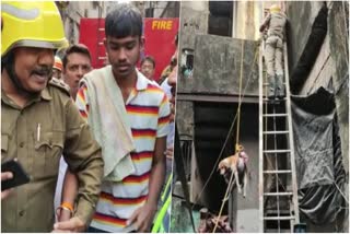 Fire Brigade Rescue Teenage Boy after a Part of Stairs broke in a old building in Kolkata