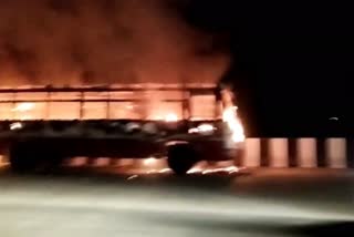 Roadways Bus Caught Fire