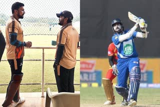 Kiccha Sudeep playing cricket with movie friends