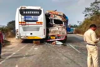 bus and truck collided during overtake