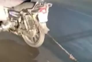 dog tied up and dragged by bike in gaya bihar video viral