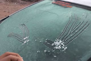 Frozen snow in cars and fields in Shivpuri