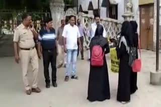 Students of Hindu College in Uttar Pradesh's Moradabad staged a stir in front of the institution demanding the college administration to allow students wearing Hijab to enter the premises and to attend the classes wearing hijab, after their entry was prevented on Wednesday.