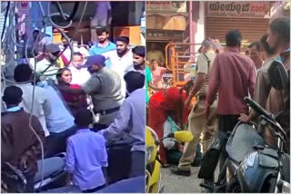 Police brutality against the couple  national news  malayalam news  Police attcked couple in the name of Challan  Police beating couple viral video  Adoni police misbehave video  police viral video andra  ദമ്പതികളോട് മോശമായി പെരുമാറുന്ന ദൃശ്യങ്ങൾ  വാഹനപരിശോധനയ്‌ക്കിടെ പൊലീസുകാർ  പൊലീസുകാർ ഡ്രൈവറെ മർദിക്കുന്ന ദൃശ്യങ്ങൾ  പൊലീസുകാർ വൈറൽ വീഡിയോ  ദേശീയ വാർത്തകൾ  ദമ്പതികളോട് പൊലീസുകാർ മോശമായി പെരുമാറി  വാഹനപരിശോധനയ്‌ക്കിടെ പൊലീസുകാരുടെ അതിക്രമം  വാഹനപരിശോധന  പൊലീസുകാർ