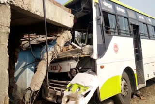 Bus rams into under construction house