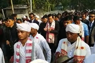 Union minister Sarbananda Sonowal at Nagaon