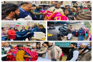 Blankets were distributed by All India Payam