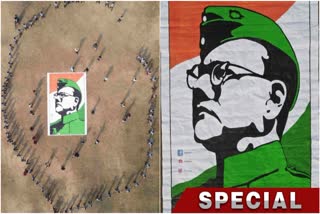 Asansol Student Paint Giant Painting of Netaji Subhas Chandra Bose