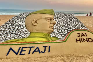 Sand sculpture of Netaji