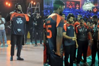 vijay devarkonda tie with black hawks volley ball team