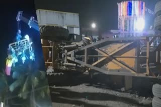 Crane overturned during temple festival