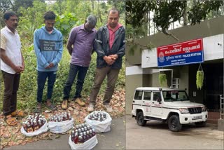 വ്യാജ മദ്യം പിടികൂടി  Fake liquor seized in Pooppara  Fake liquor  കേരള വാർത്തകൾ  മലയാളം വാർത്തകൾ  ബിവറേജസ് ഔട്‌ലെറ്റ്  പൂപ്പാറയിൽ വ്യാജ മദ്യം പിടികൂടി  ശാന്തന്‍പാറ പൊലീസ്  വ്യാജ മദ്യം വില്‍ക്കാന്‍ ശ്രമം  Beverages Outlet pooppara  idukki crime news  malayalam news  Shantanpara Police  Attempt to sell fake liquor  മദ്യത്തിന്‍റെ വ്യാജ സ്റ്റിക്കര്‍  മദ്യം