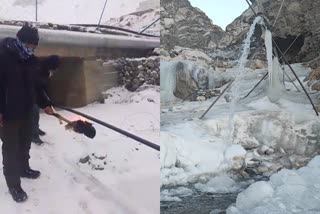 jal-shakti-department-workers-are-supplying-water-at-minus-temperature-in-kaza-himachal-pradesh