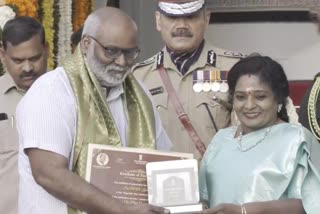 Telangana Governor and MM Keeravani (Photo- ANI)