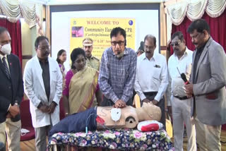 Training on CPR at Gandhi Hospital