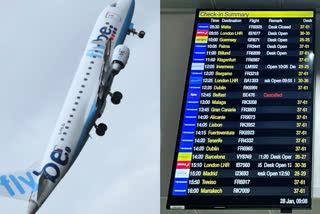 A view of a Flybe flight departing from Manchester Airport, Manchester, England, Jan. 13, 2020. Struggling U.K. airline Flybe has collapsed for the second time in less than three year it was announced on Saturday, Jan. 28, 2023. The flyer initially limped into bankruptcy in March 2020, with the loss of 2,400 jobs. It was relaunched in April 2022 with hedge fund backing, but has called in the bankruptcy accountants once again after less than 12 months back in the air.