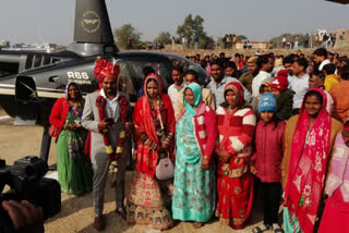 groom came in helicopter to take bride To fulfill wishes of grandparents