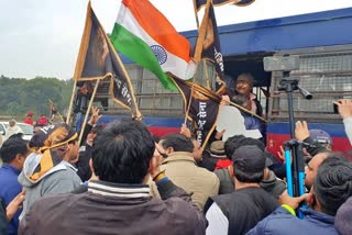 Protest against Amit Shah rally in Rohtak