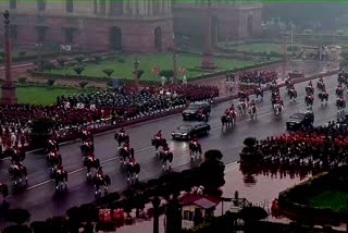 People gathered in beating retreat amidst rain