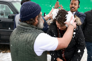 Rahul and Priyanka Gandhi Playing in Snow Fall