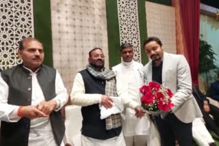 Samajwadi Party leader Swami Prasad Maurya attending a function at Kanpur in UP.