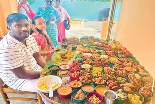 man make 108 varieties of dishe  108 varieties of dishes for son in law  wedding feast  wedding feast news in andrapradesh  latest news in andrapradesh  latest news today  latest national news  108ല്‍ പരം വ്യത്യസ്‌ത വിഭവങ്ങളൊരുക്കി  വിവാദ വിവാഹ വിരുന്ന്  വിവാഹ വിരുന്നിന് 108ല്‍ പരം വിഭവങ്ങള്‍  108 ഇനം വിഭവങ്ങള്‍ നിരത്തി വിരുന്നൊരുക്കി