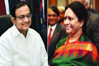 P Chidambaram and his wife ETV Bharat