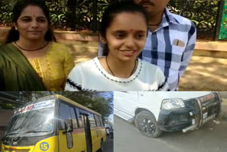 Rajkot Brave Girl  Rajkot News  രാജ്‌കോട്ട് വാർത്തകൾ  ബസ്‌ ഓടിക്കുന്നതിനിടെ ഡ്രൈവർക്ക് ഹൃദയാഘാതം  ഡ്രൈവർക്ക് ഡ്രൈവിംഗിനിടെ ഹൃദയാഘാതം  student took control of the school bus  ബസിന്‍റെ നിയന്ത്രണമേറ്റെടുത്ത് വിദ്യാർഥിനി  രാജ്‌കോട്ട്