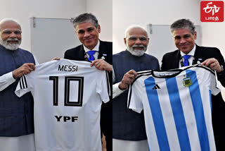 PM Narendra Modi receives Lionel Messi jersey as gift