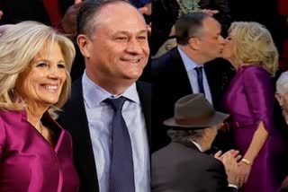 us jill biden kisses kamala harris husband sotu moment goes viral