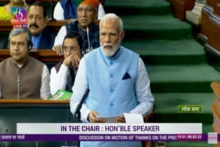 PM Modi speaks in Lok Sabha ETV Bharat