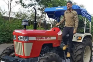 MS Dhoni driving tractor in field share video on instagram
