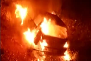 Car burning to ashes
