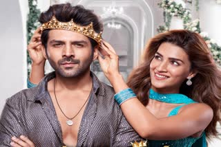 Kartik Aaryan unveils Shehzada new poster  Shehzada new poster  Kartik Aaryan  Shehzada  Kriti Sanon putting a crown on Kartik head  Kriti Sanon  Shehzada theatre release  Kartik Aaryan in Shehzada promotions  Ala Vaikunthapurramloo Hindi remake  Fans criticized Shehzada for being an Hindi remake  Kartik Aaryan upcoming movies  Shehzada actors  Kriti Sanon upcoming movies  സ്‌നേഹവും ചിരിയും പകരാന്‍ അവര്‍ വരുന്നു  കാര്‍ത്തിക് ആര്യന് കിരീടം അണിയിച്ച് കൃതി സനോണ്‍  കൃതി സനോണ്‍  കാര്‍ത്തിക് ആര്യന്‍  ഷേഹ്‌സാദയുടെ പുതിയ പോസ്‌റ്റര്‍  ഷേഹ്‌സാദ  Kriti Sanon shares Shehzada new poster