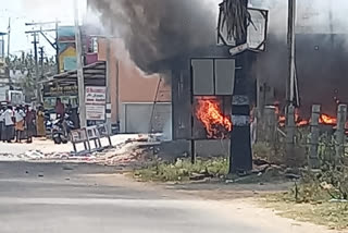 Fire broke out at a firecracker stall near Vaniyambadi